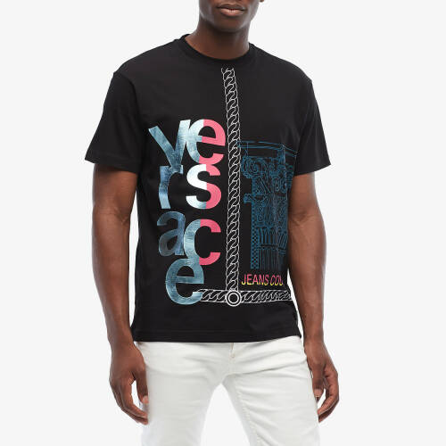 Imbracaminte barbati versace chain and column logo t-shirt black