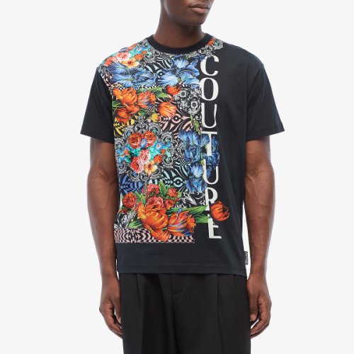 Imbracaminte barbati versace optical flower print couture graphic t-shirt black
