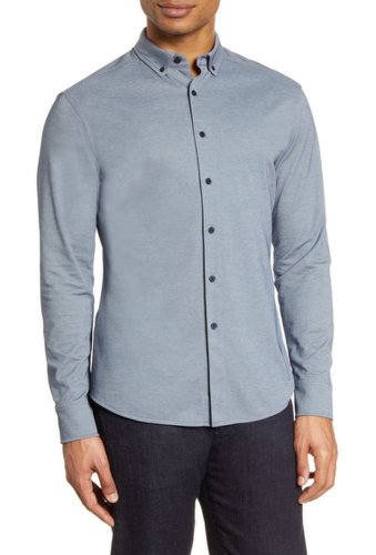Imbracaminte barbati vince camuto pique knit slim fit sport shirt medium blue solid