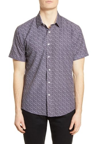 Imbracaminte barbati vince camuto slim fit short sleeve sport shirt medium purple print