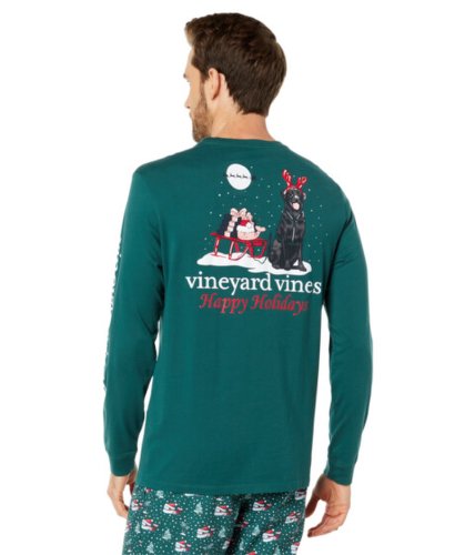 Imbracaminte barbati vineyard vines holiday dog sled long sleeve pocket tee charleston green