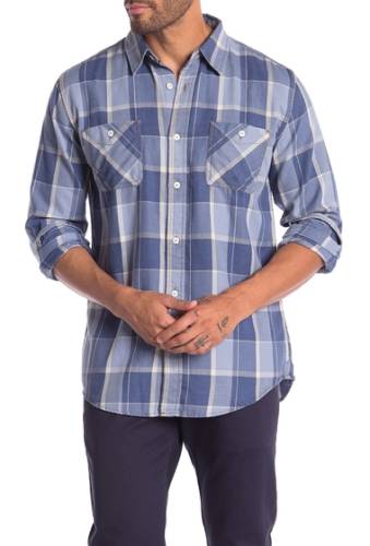 Imbracaminte barbati weatherproof burnout plaid print regular fit flannel shirt blue