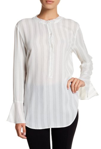 Imbracaminte femei 14th union chiffon long sleeve solid blouse regular petite ivory dash stripe