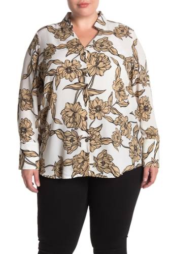 Imbracaminte femei 14th union floral print button front tunic shirt plus size ivory santa fe floral