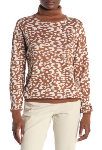 Imbracaminte femei 14th union long sleeve turtleneck sweater brown toffee leopard