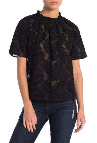 Imbracaminte femei 14th union mock neck jacquard lace blouse regular petite black