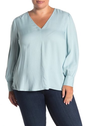 Imbracaminte femei 14th union v-neck popover blouse plus size blue winter