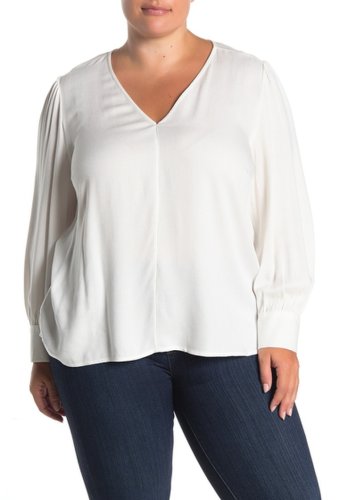 Imbracaminte femei 14th union v-neck popover blouse plus size ivory cloud