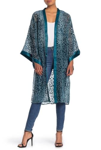 Imbracaminte femei 4si3nna lorenza sheer leopard kimono teal