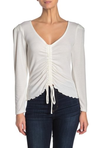 Imbracaminte femei abound ruched tie front long sleeve top ivory