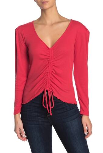 Imbracaminte femei abound ruched tie front long sleeve top red saucy