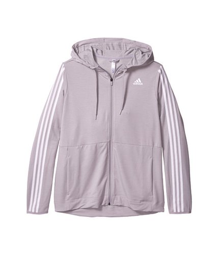 Imbracaminte femei adidas plus size 3 stripe training full zip hoodie jacket medium grey heather