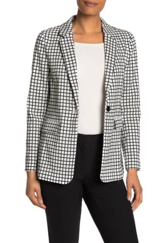 Imbracaminte femei adrianna papell checkered jacquard notch collar blazer jacket ivoryblack narrow windowpane