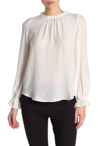 Imbracaminte femei Adrianna Papell clip dot pleated neck blouse ivory