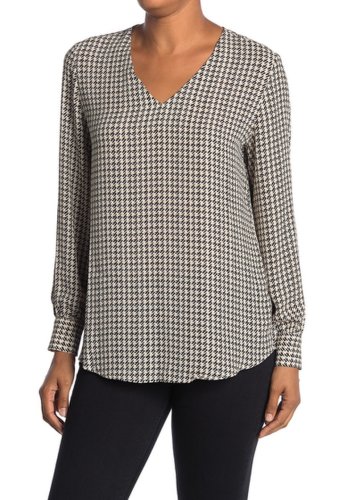 Imbracaminte femei adrianna papell houndstooth print woven wash crepe top bshnwhdsth