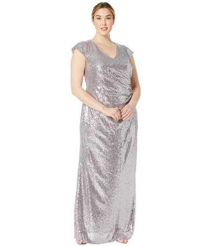 Imbracaminte femei adrianna papell plus size cap sleeve sequin mermaid evening gown lilac grey