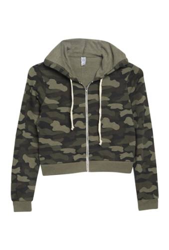 Imbracaminte femei alternative apparel cropped zip lounge hoodie greenshade