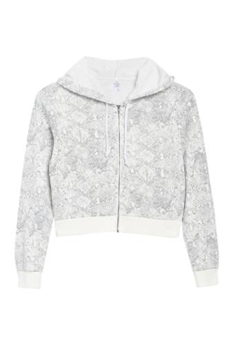 Imbracaminte femei alternative apparel cropped zip lounge hoodie lightgreys