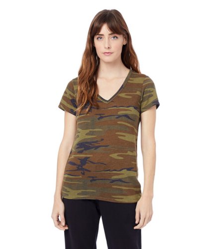 Imbracaminte femei alternative apparel ideal printed eco jersey v-neck t-shirt camouflage