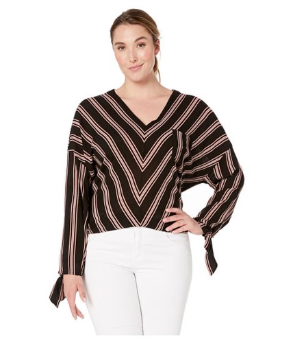 Imbracaminte femei american rose plus size gabby striped blouse black