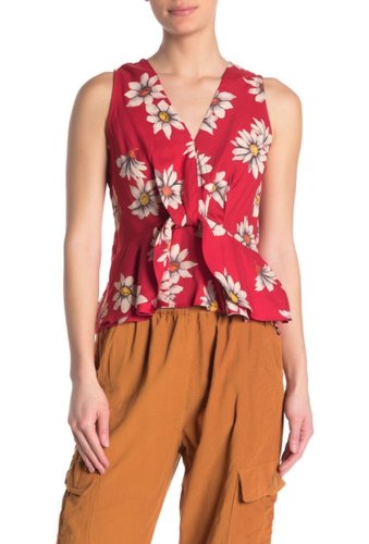 Imbracaminte femei angie floral twisted front peplum top red