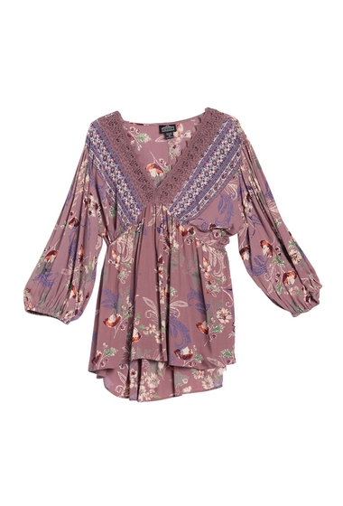 Imbracaminte femei angie lace trim v-neck blouse plus size lilac