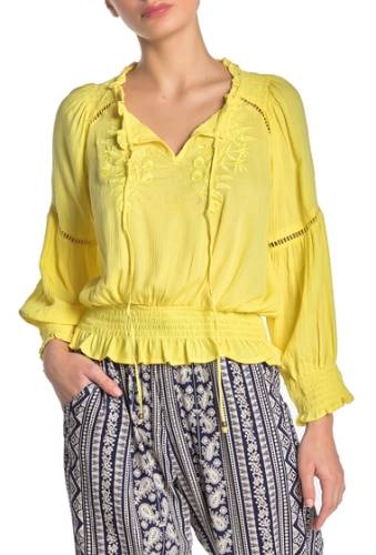 Imbracaminte femei angie tie front tonal embroidery blouse yellow