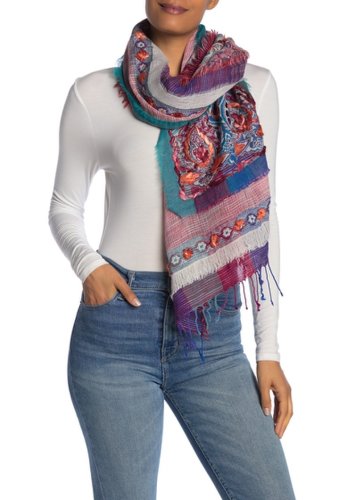 Imbracaminte femei aratta lynn hand embroidered wool blend shawl fuschiacombo