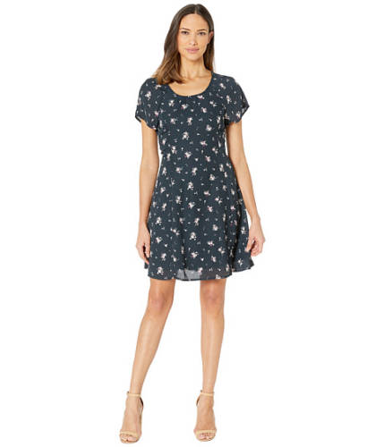 Imbracaminte femei b collection by bobeau nadine short sleeve lace-up dress ink ditsy floral