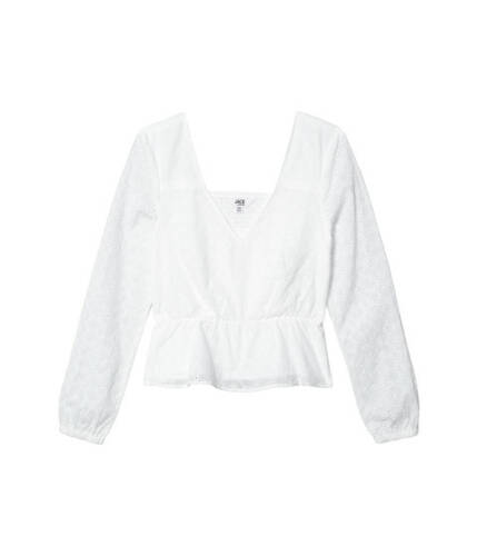 Imbracaminte femei bb dakota eyelet long sleeve blouse with peplum optic white