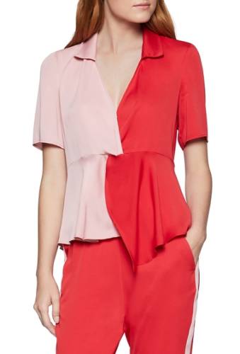 Imbracaminte femei bcbgeneration satin colorblock twist front blouse electric red