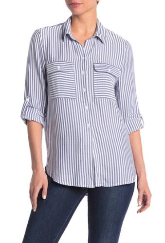 Imbracaminte femei beachlunchlounge jordana striped double pocket button front shirt majestic blue