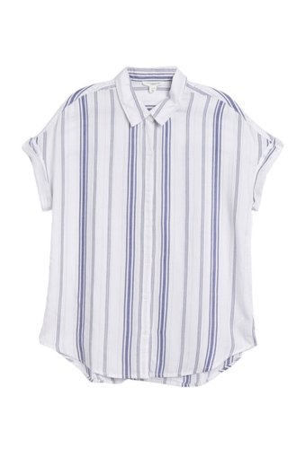 Imbracaminte femei beachlunchlounge spencer striped short sleeve camp shirt berry blue