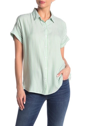 Imbracaminte femei beachlunchlounge spencer striped short sleeve camp shirt green sage