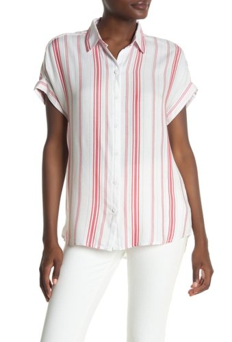 Imbracaminte femei beachlunchlounge spencer striped short sleeve camp shirt red ink