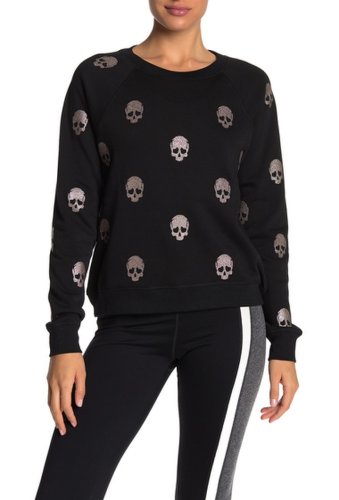 Imbracaminte femei betsey johnson glitter skull print sweatshirt black