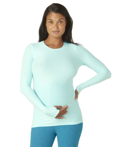 Imbracaminte femei beyond yoga lightweight spacedye maternity classic crew pullover powder blue heather