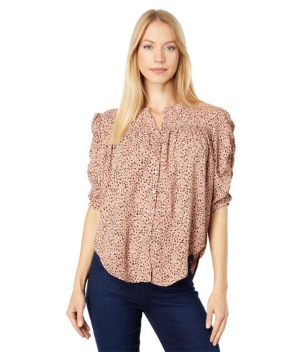 Bishop + Young Imbracaminte femei bishop young rachel ruched sleeve blouse blush animal