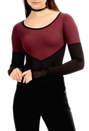 Imbracaminte femei blanc noir varsity mesh panel bodysuit black cherry