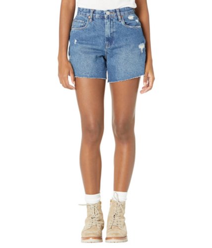 Imbracaminte femei blank nyc indigo blue five-pocket cutoffs mom shorts with small rips in second round second round