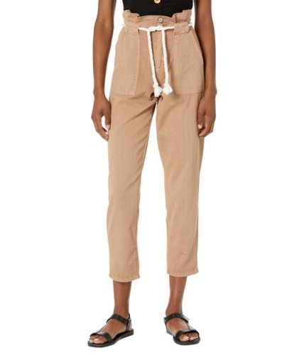 Imbracaminte femei blank nyc paperbag pants with patch pockets and rope belt in suntan suntan