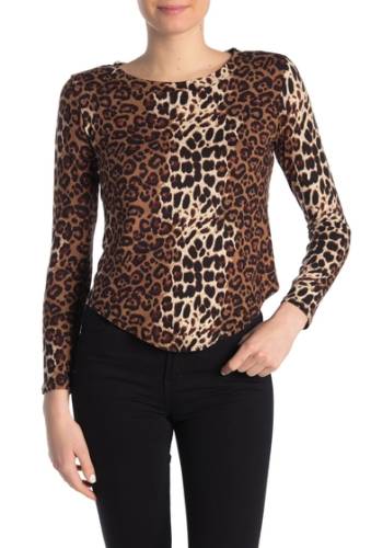 Imbracaminte femei blvd brushed knit leopard print long sleeve top leopard brown black