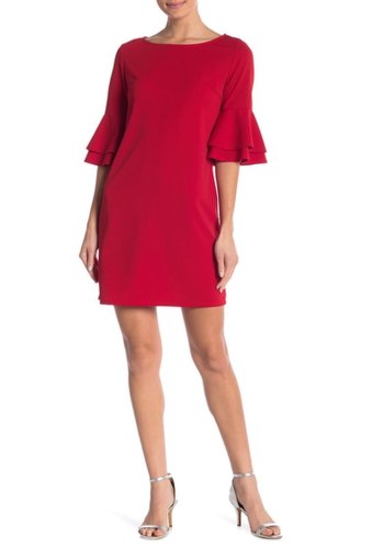 Imbracaminte femei blvd solid tiered bell sleeve shift dress red