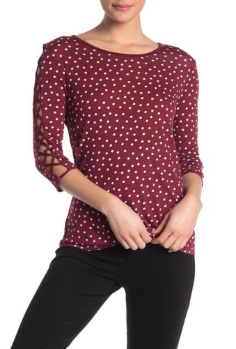 Imbracaminte femei bobeau lattice sleeve shirt burgundy dot