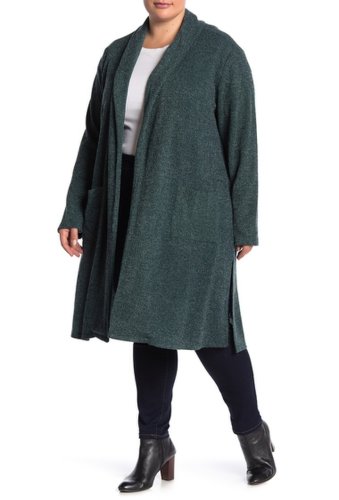 Imbracaminte femei bobeau textured knit duster plus size pine green
