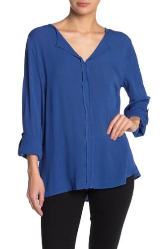 Imbracaminte femei bobeau v-neck long sleeve crinkled blouse true blue
