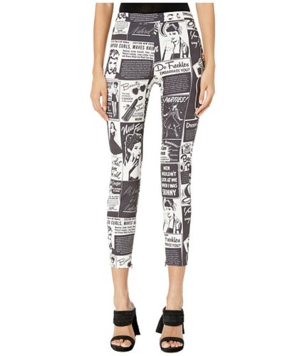 Imbracaminte femei boutique moschino newspaper print trousers ivory multi