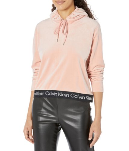 Imbracaminte femei calvin klein crop hoodie with logo tape blush