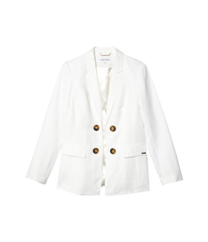 Imbracaminte femei calvin klein linen double breasted jacket white