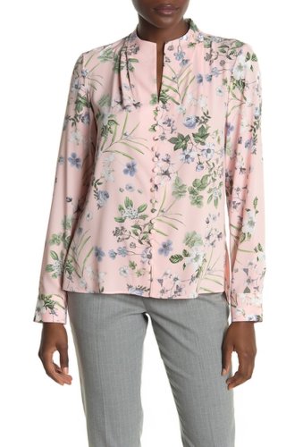 Imbracaminte femei calvin klein long sleeve button front blouse rose multi